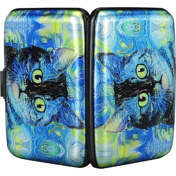 Wallet Credit Cards Holder Blue Cat - Picture 3 of 7